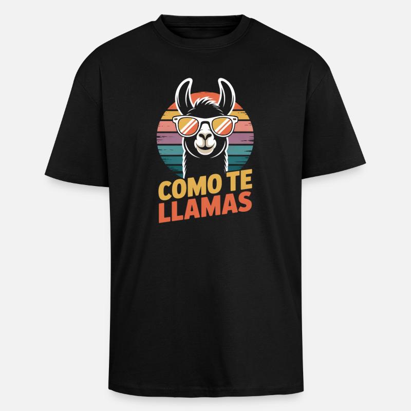 Como te llamas Lama - Unisex Oversized Heavyweight T-shirt - black