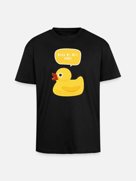 Talk to the Wing Duck Design - Unisex Oversized Heavyweight T-shirt - black