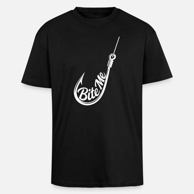 Bite Me Hook Silhouette Tee - Oversized Heavyweight Unisex T-Shirt - Schwarz