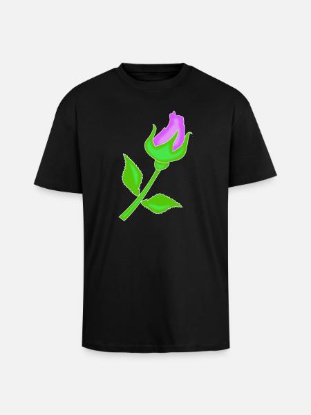 Rose dans une teinte violette - T-shirt unisexe oversize épais - noir