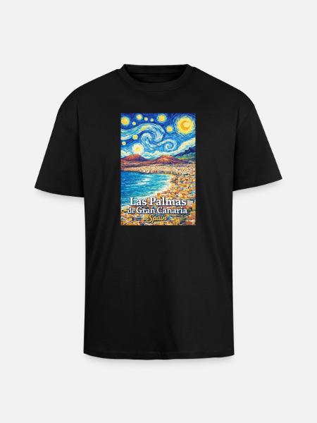 Las Palmas de Gran Canaria, Spanien - Unisex oversized t-shirt i kraftig kvalitet - svart