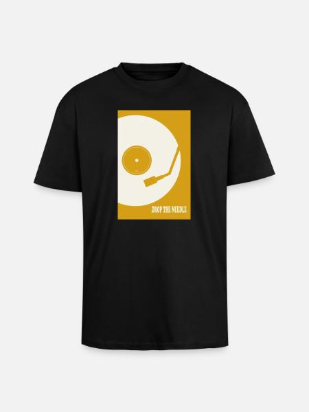 Drop The Needle Turntable Poster - Unisex Oversized Heavyweight T-shirt - black