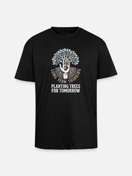 Long Term Planting - Unisex Oversized Heavyweight T-shirt - black