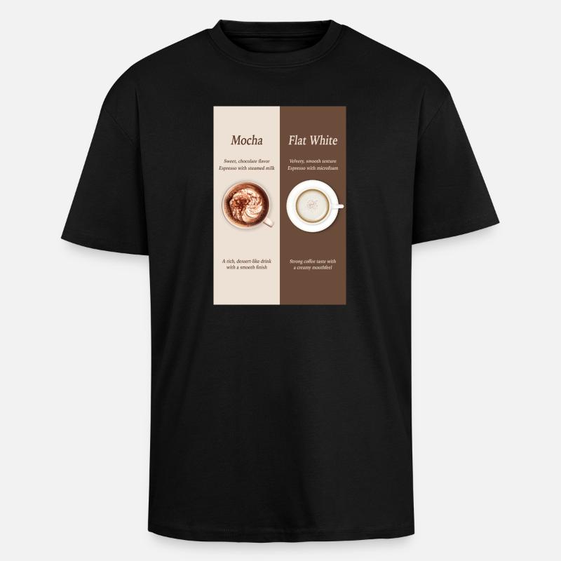 Affiche Moka vs café blanc plat - T-shirt unisexe oversize épais - noir