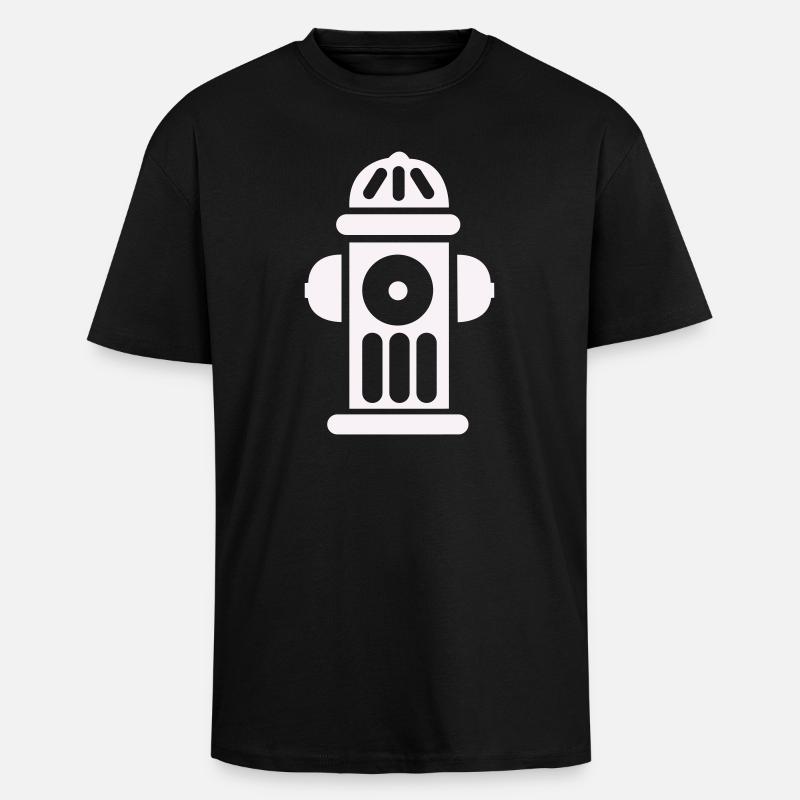 Feuerhydrant Silhouette Linienminimal - Oversized Heavyweight Unisex T-Shirt - Schwarz