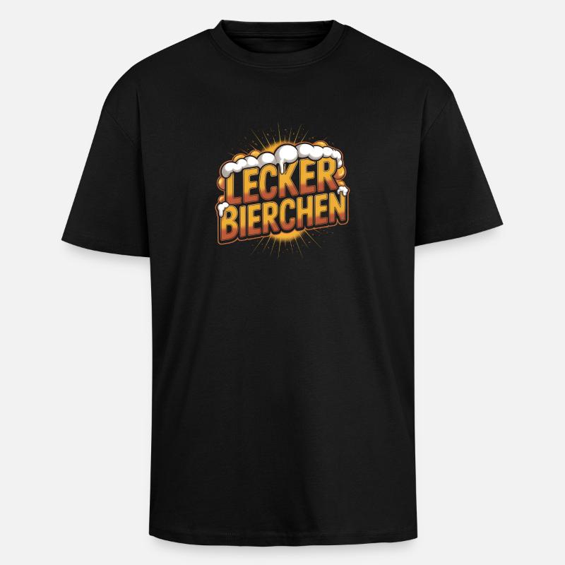 Lecker Bierchen - Funny German Memes - Unisex Oversized Heavyweight T-shirt - black
