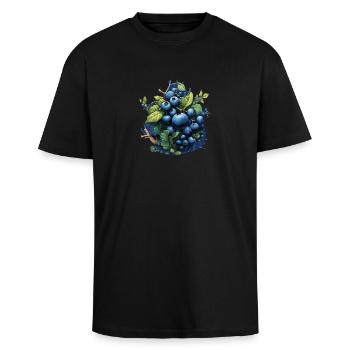 Blaubeere - Oversized Heavyweight Unisex T-Shirt - Schwarz - Vorne - Alina (178cm) & Michal (187cm)