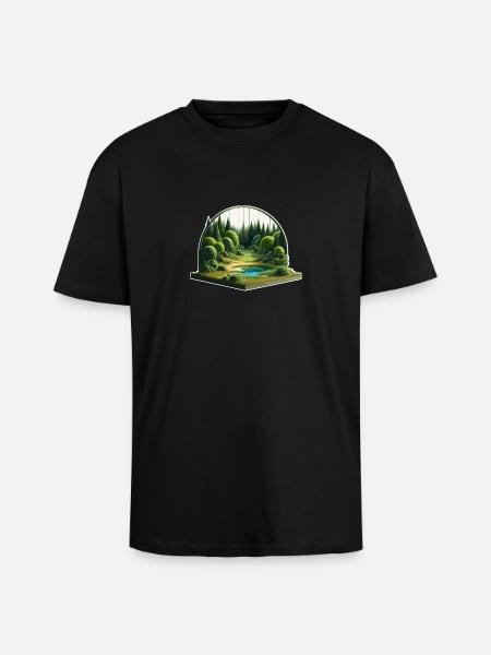 Landschaft - Illustration - Oversized Heavyweight Unisex T-Shirt - Schwarz