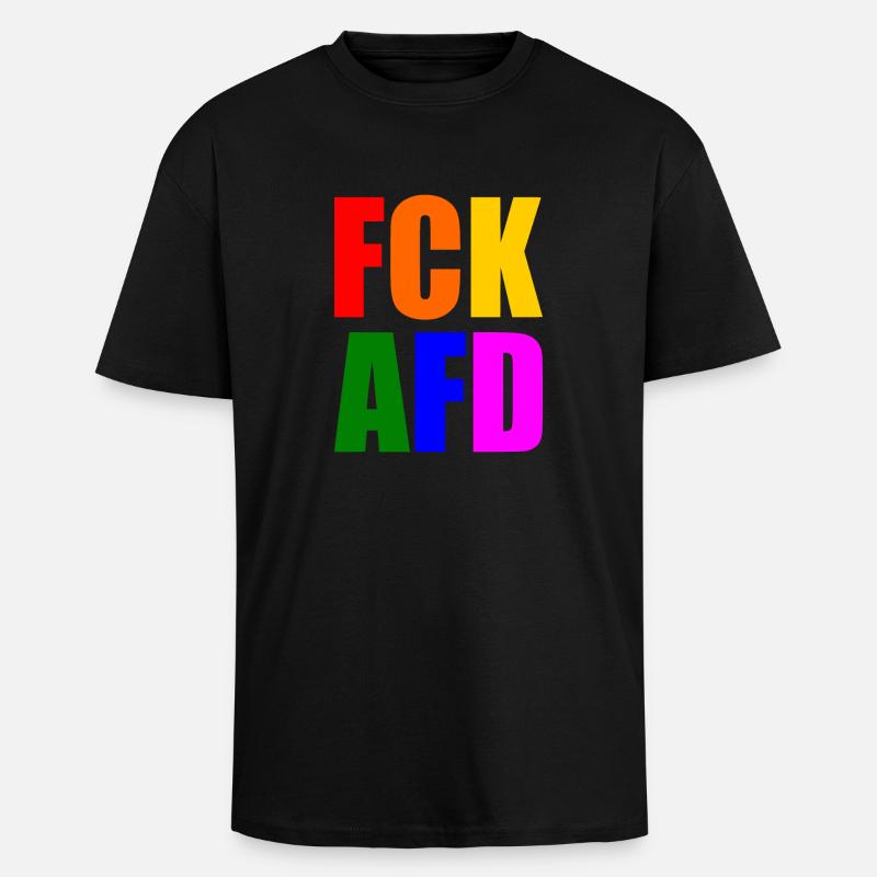 Fck afd - Oversized Heavyweight Unisex T-Shirt - Schwarz