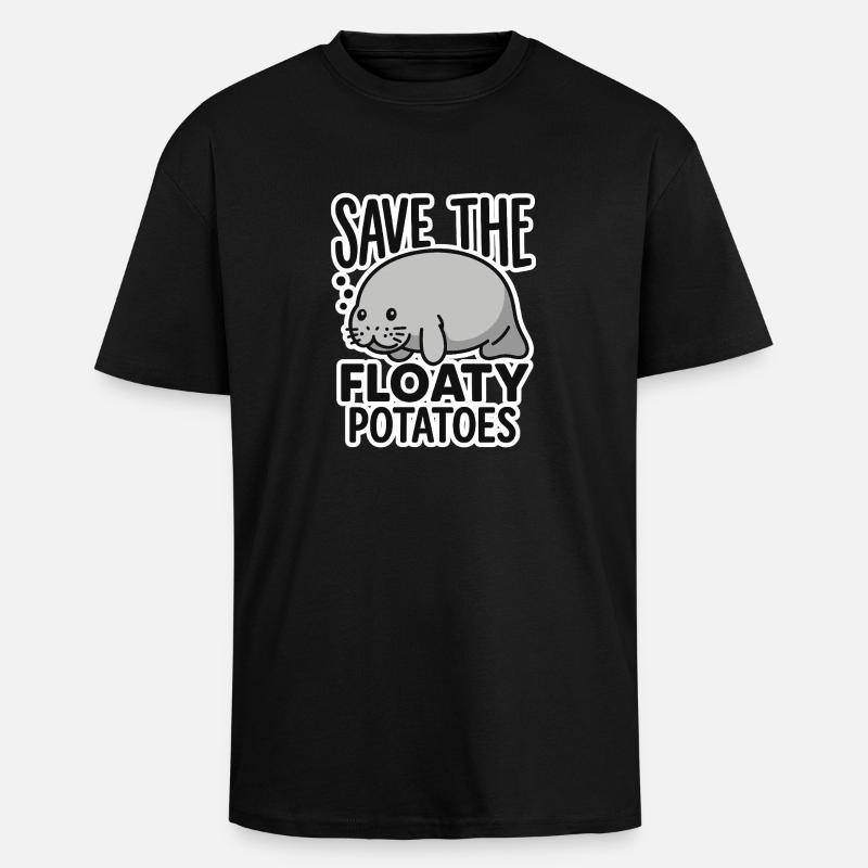 Save the floaty potatoes - Unisex Oversized Heavyweight T-shirt - black