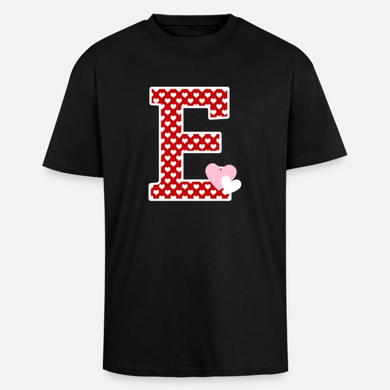Buchstabe E Herz - Oversized Heavyweight Unisex T-Shirt - Schwarz