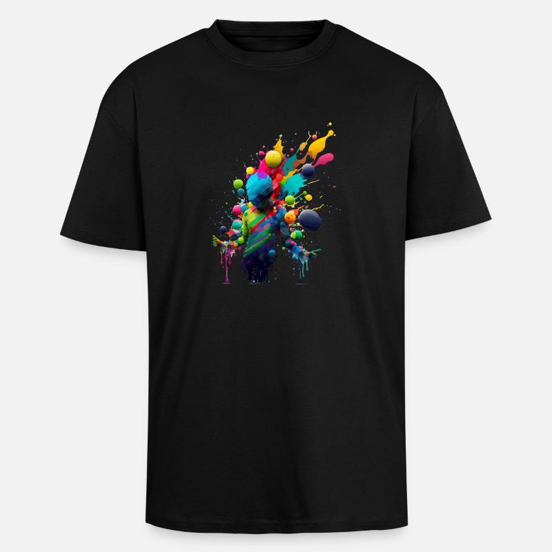 Explosion de couleurs - T-shirt unisexe oversize épais - noir