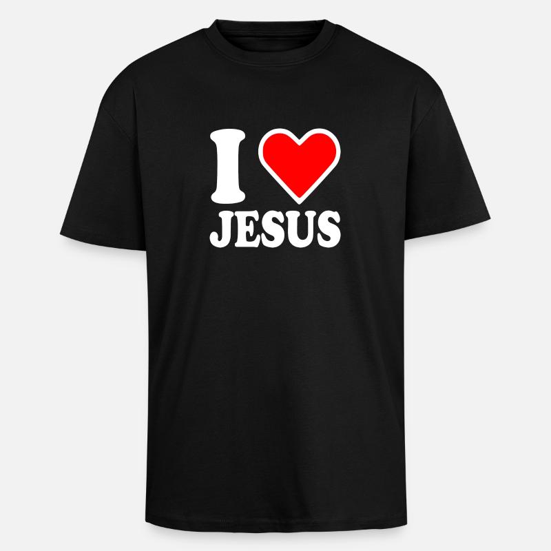 I love jesus - Oversized Heavyweight Unisex T-Shirt - Schwarz