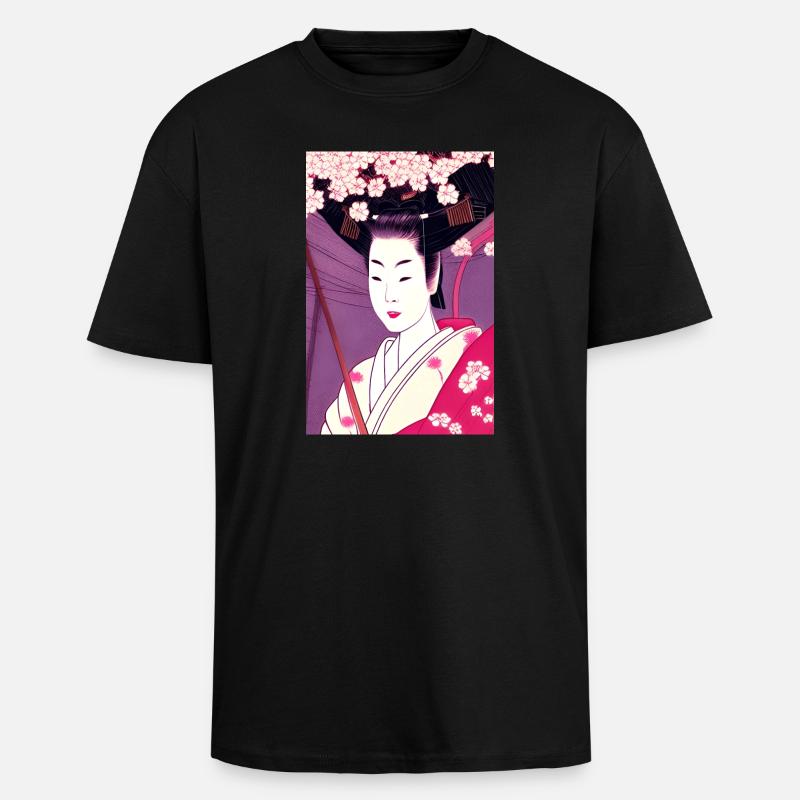 Geisha 4 - Oversized Heavyweight Unisex T-Shirt - Schwarz