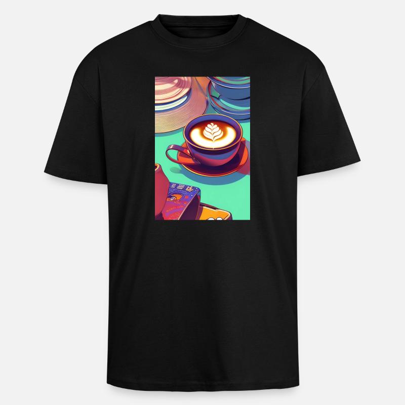 Kaffee, Kaffeebohnen - Oversized Heavyweight Unisex T-Shirt - Schwarz