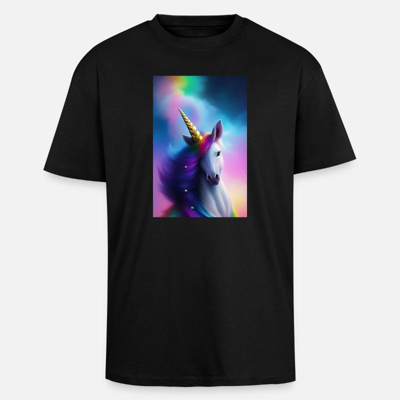 Einhorn - Oversized Heavyweight Unisex T-Shirt - Schwarz