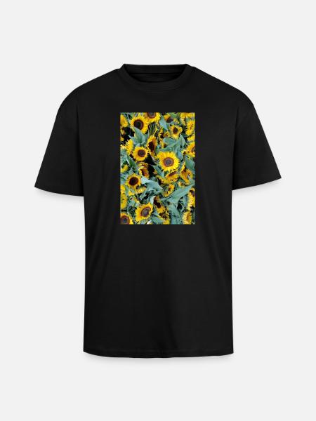 SUNFLOWER MOOD - Unisex Oversized Heavyweight T-shirt - black
