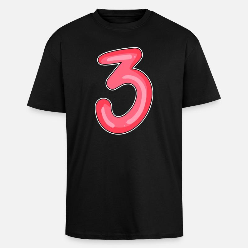 3 - Drei - Oversized Heavyweight Unisex T-Shirt - Schwarz