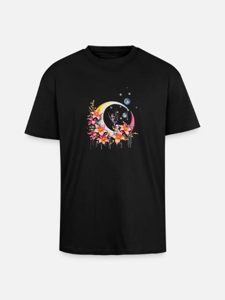 Fairy dancing on the moon - Unisex Oversized Heavyweight T-shirt - black