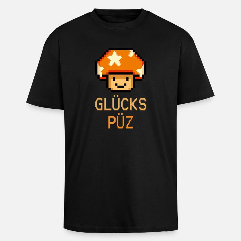 Glückspüz - Lucky Guy, Dialect, Pixel - Unisex Oversized Heavyweight T-shirt - black
