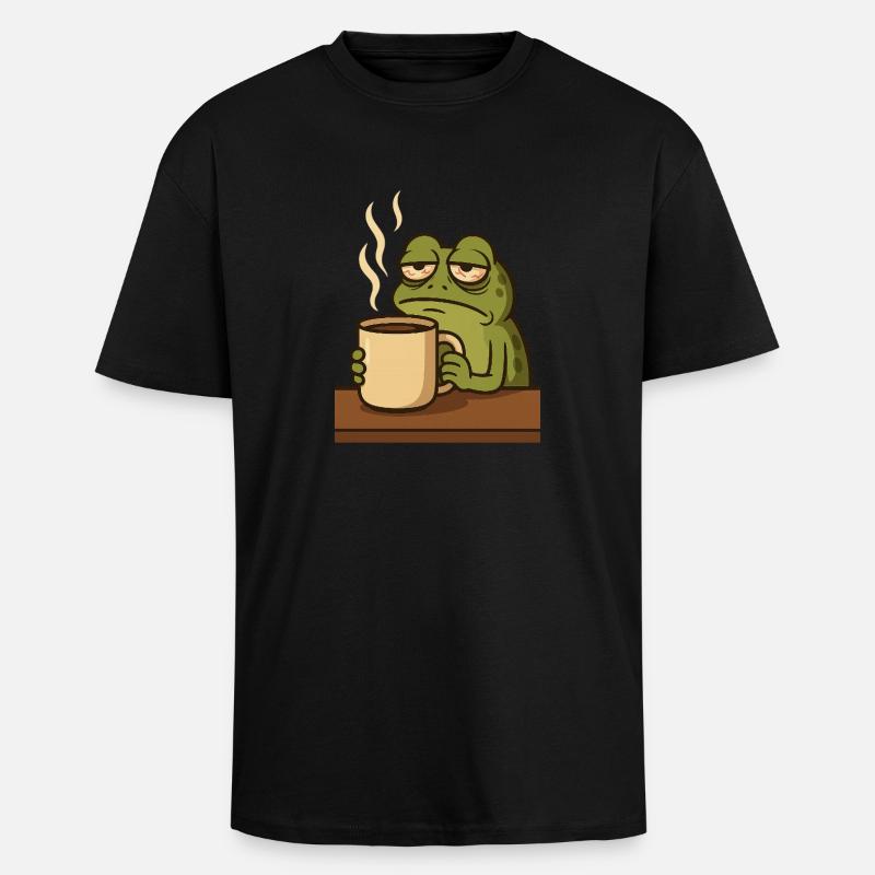 Frosch mit Kaffee - Oversized Heavyweight Unisex T-Shirt - Schwarz
