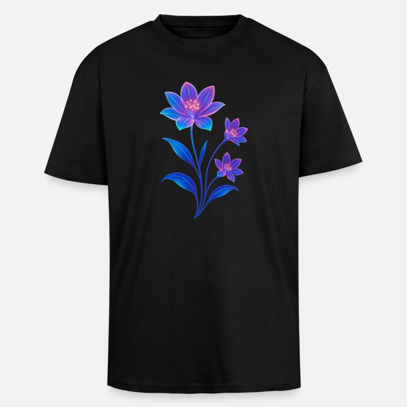 Conception de fleur cosmique luminescente - T-shirt unisexe oversize épais - noir
