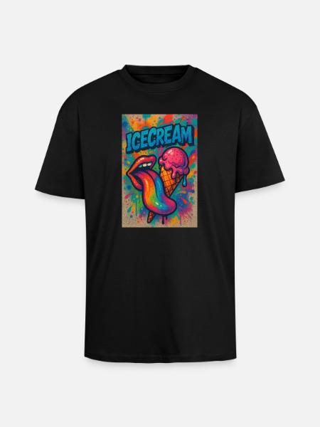 ICECREAM - Oversized Heavyweight Unisex T-Shirt - Schwarz