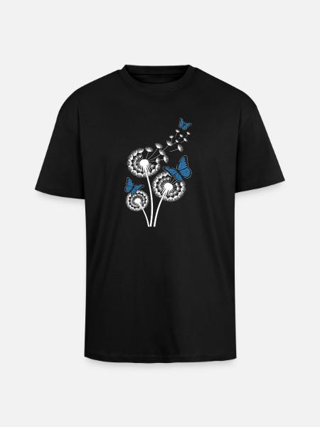 schmetterlinge & löwenzahn - Oversized Heavyweight Unisex T-Shirt - Schwarz