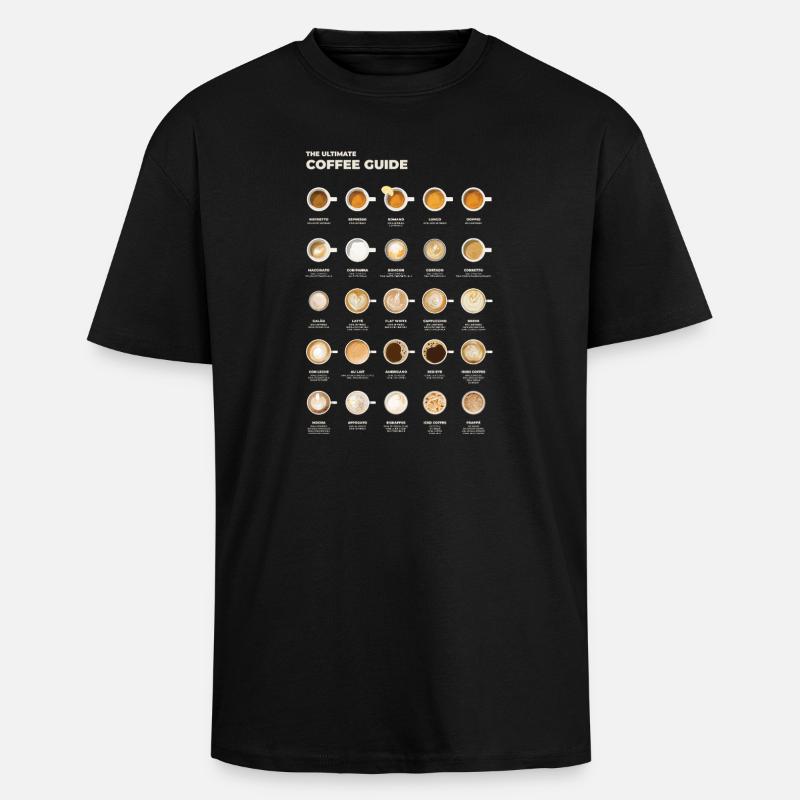 Ultimative Espresso-Kaffee-Tabelle - Oversized Heavyweight Unisex T-Shirt - Schwarz