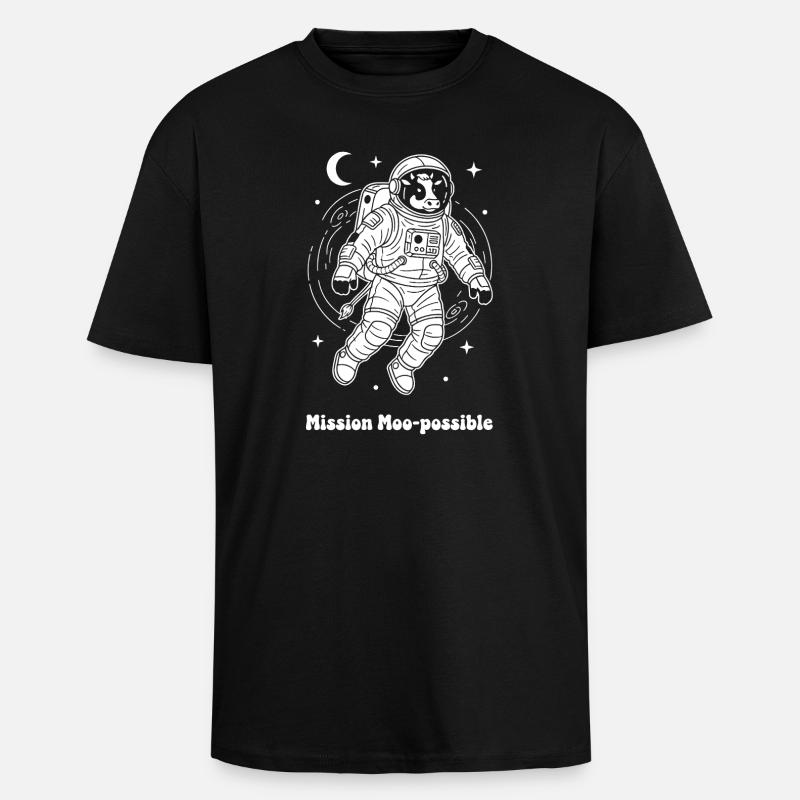 Kuh Astronaut Mission Moo-possible - Oversized Heavyweight Unisex T-Shirt - Schwarz