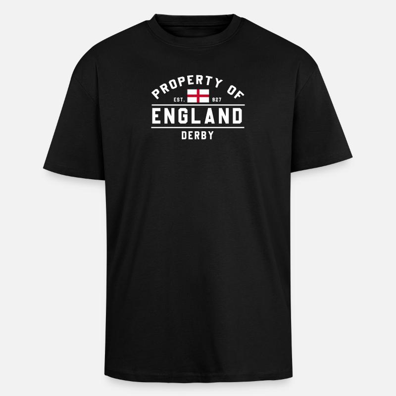 England Flagge Derby Muster - Oversized Heavyweight Unisex T-Shirt - Schwarz