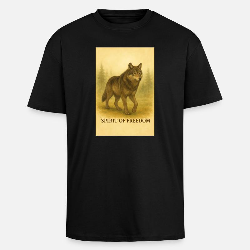 Geist des Freiheitswolfs - Oversized Heavyweight Unisex T-Shirt - Schwarz