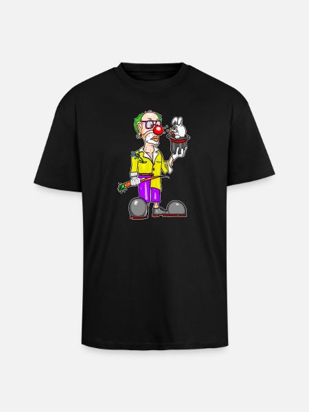 Clown & Rabbit – Funny Magic Cartoon - Unisex Oversized Heavyweight T-shirt - black