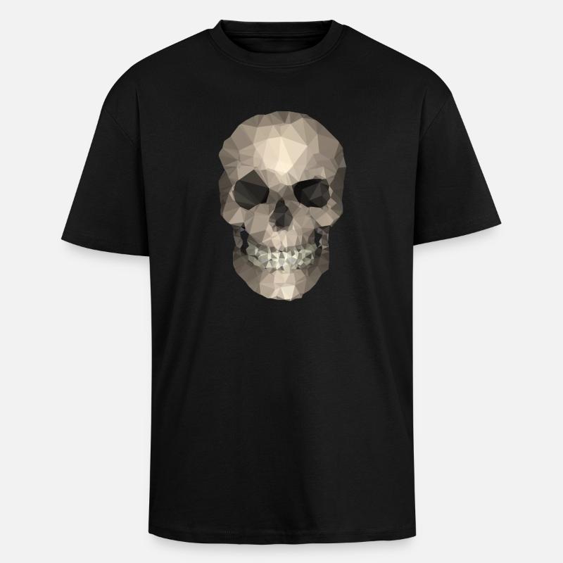 Polygon Geometrischer Schädel – Moderner Low Poly - Oversized Heavyweight Unisex T-Shirt - Schwarz