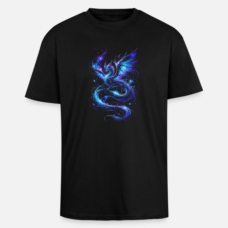 Blauer Sternenfeuerdrache - Oversized Heavyweight Unisex T-Shirt - Schwarz