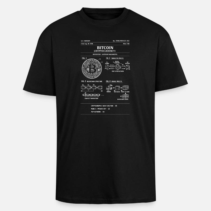 Bitcoin Schematic: Crypto Flow Diagram - Unisex Oversized Heavyweight T-shirt - black