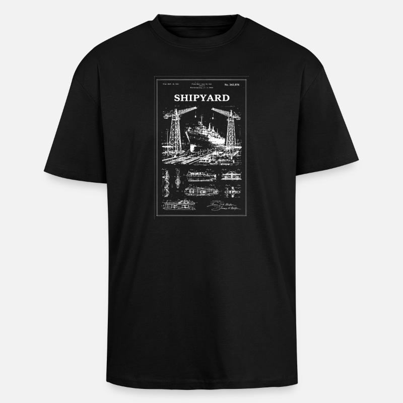 Werftkräne & Schiffe - Oversized Heavyweight Unisex T-Shirt - Schwarz