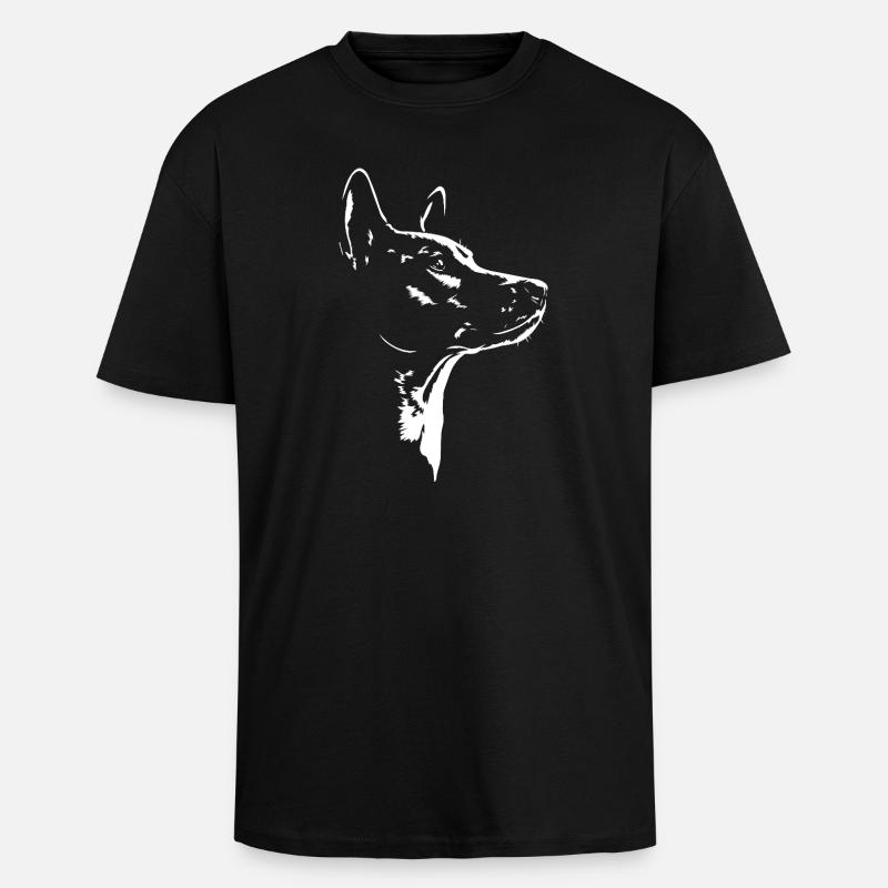 Basenji Silhouette Chien Wilsigns - T-shirt unisexe oversize épais - noir