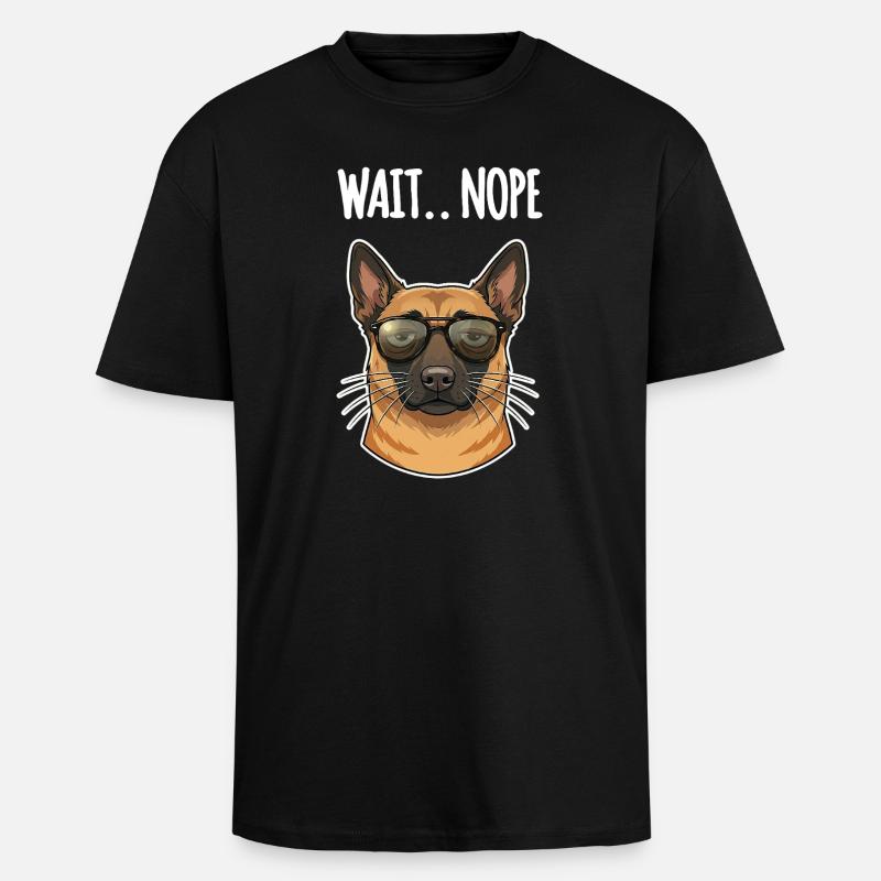 Malinois Nope - Oversized Heavyweight Unisex T-Shirt - Schwarz