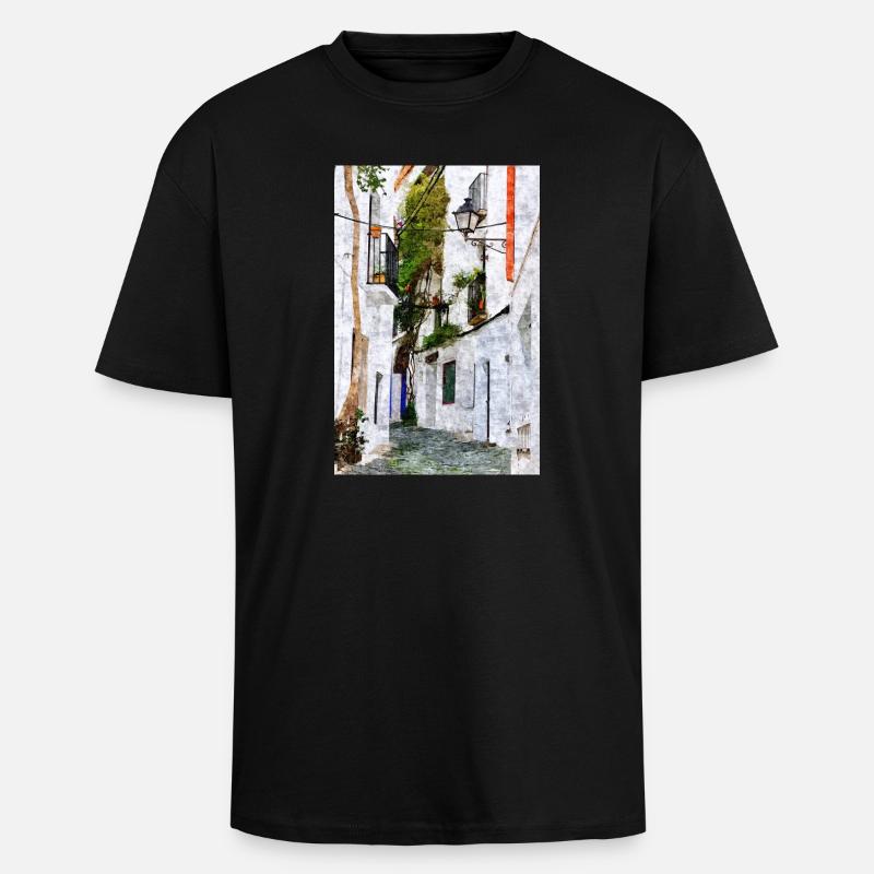 Schöne Stadt Cadaques in Spanien - Oversized Heavyweight Unisex T-Shirt - Schwarz