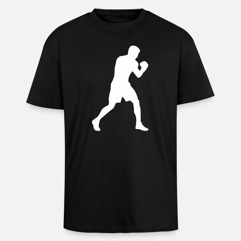 Silhouette de boxeur en mouvement - T-shirt unisexe oversize épais - noir