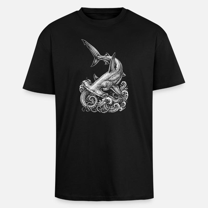 Conception du requin-marteau - T-shirt unisexe oversize épais - noir