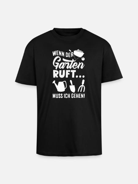 Wenn Der Garten Ruft - Oversized Heavyweight Unisex T-Shirt - Schwarz