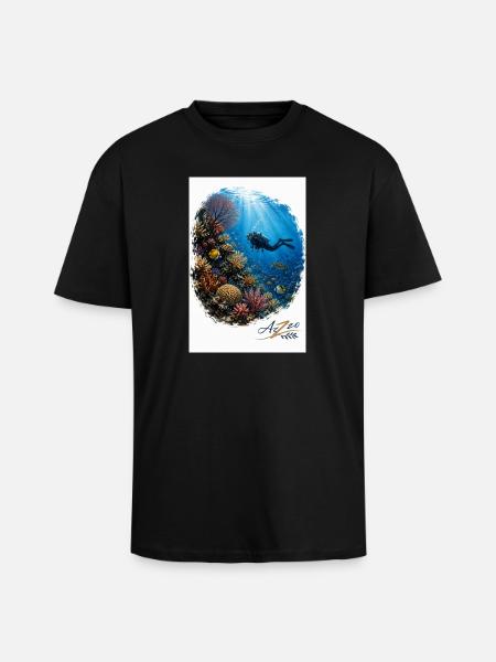 Azzo Underwater Adventure - Unisex Oversized Heavyweight T-shirt - black