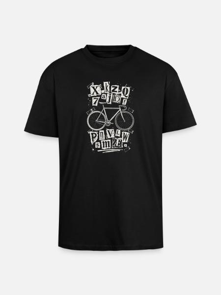 Bicycle Letters Grunge Bike - Unisex Oversized Heavyweight T-shirt - black