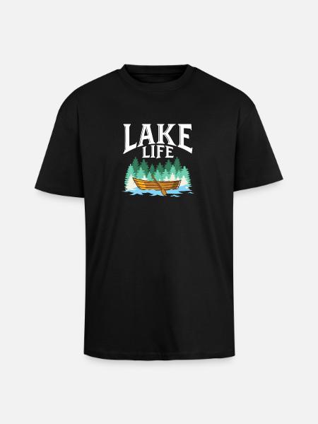LAKE LIFE - Unisex Oversized Heavyweight T-shirt - black