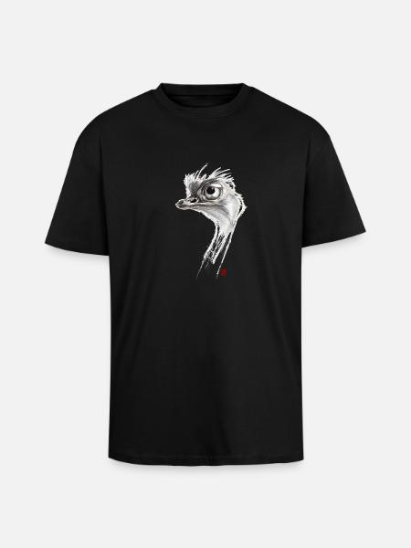 Sketchy Ostrich - Unisex Oversized Heavyweight T-shirt - black