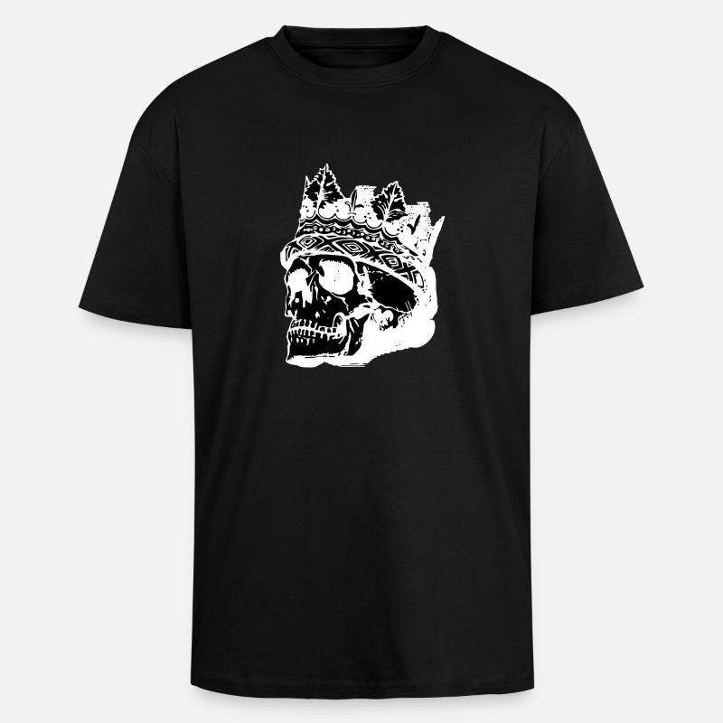 Totenkopf mit Krone - Oversized Heavyweight Unisex T-Shirt - Schwarz
