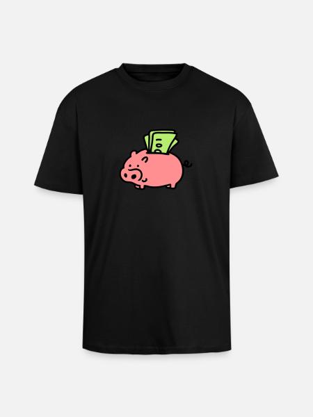 Sparschwein - Scheine 3 - Oversized Heavyweight Unisex T-Shirt - Schwarz