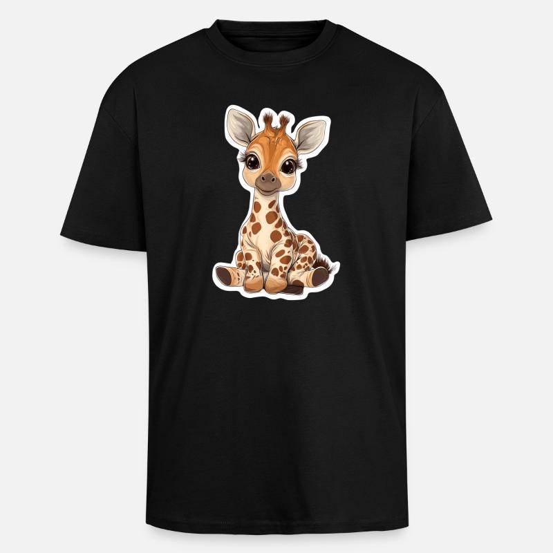 Giraffe - Oversized Heavyweight Unisex T-Shirt - Schwarz